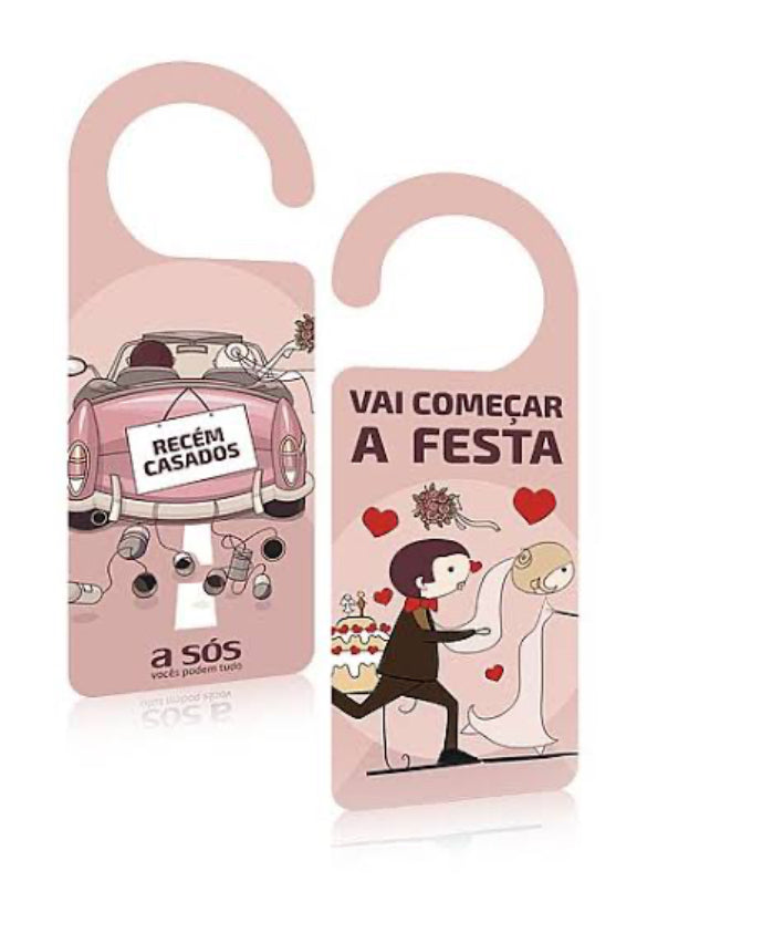 Cartão Divertido Aviso de porta Recém Casados